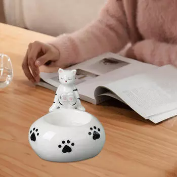 Подсвечник в виде кошки, держатель для чайной свечи, современная скульптура, украшение стола для бара, гостиной, вечеринки белый
