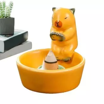 Подсвечник в виде кошки, симпатичная конусная курильница, подставка для благовоний, элегантная керамическая палочка, подставка для благовоний, украшение в виде конуса жёлтый