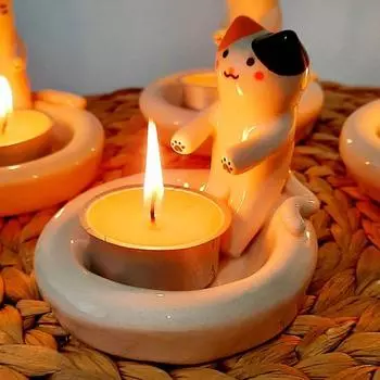 Подсвечник в виде котенка, согревающие лапки, подставка для свечей в виде кота, гостиная, ванная комната, подсвечник в виде животного, украшение для стола