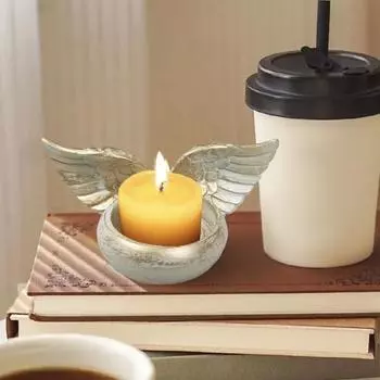 Подсвечник в виде крыла ангела, смоляная подставка для свечей, подсвечник, украшение розовый