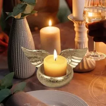 Подсвечник в виде крыла ангела, смоляная подставка для свечей, декоративный подсвечник, украшение для свадебного стола розовый