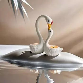 Подсвечник в виде лебедя из смолы, подставка для чайной свечи в виде матери и ребенка, украшение для гостиной и ванной комнаты в виде двух животных, центральный элемент стола Swan