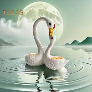 Подсвечник в виде лебедя из смолы, подставка для чайной свечи в виде матери и ребенка, украшение для гостиной и ванной комнаты в виде двух животных, центральный элемент стола Swan