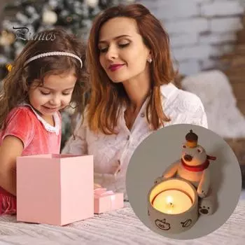 Подсвечник в виде медведя из смолы, подсвечник в виде мультяшного медведя, согревающий лапы медведя, подсвечник в виде чайной свечи, подарки для любителей животных белый