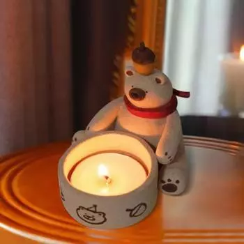 Подсвечник в виде медведя из смолы, подсвечник в виде медведя из мультфильма, согревающий лапы медведя, чайная свеча