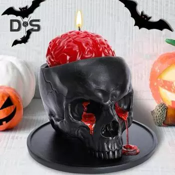 Подсвечник в виде плачущего черепа на Хэллоуин, готическая фигурка из смолы в виде плачущего черепа, подставка для свечей в виде свечи, центральный элемент для украшения рабочего стола чёрный