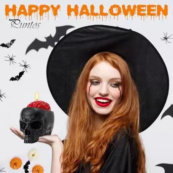 Подсвечник в виде плачущего черепа на Хэллоуин, готическая фигурка из смолы в виде плачущего черепа, подставка для свечей в виде свечи, центральный элемент для украшения рабочего стола чёрный