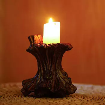 Подсвечник в виде пня дерева, украшение из смолы, центральный элемент стола в стиле ретро, подсвечник для чайной свечи