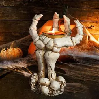 Подсвечник в виде призрака на Хэллоуин, жуткий скелет, подставка для свечей, ароматизированная чайная свеча чёрный