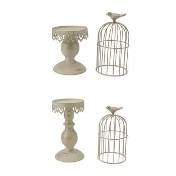 Подсвечник в виде птичьей клетки, железный, винтажный, съемный, устойчивый, декор для спальни, ресторана S