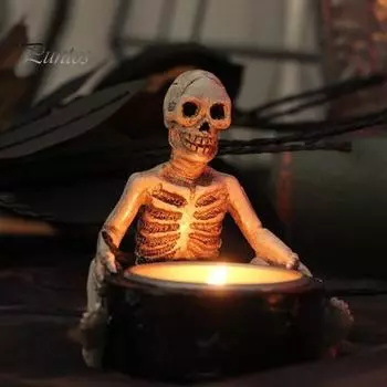 Подсвечник в виде скелета ведьмы на Хэллоуин, готическая подставка для свечей в виде скелета, ароматизированная чайная свеча, подсвечник, украшение для стола B