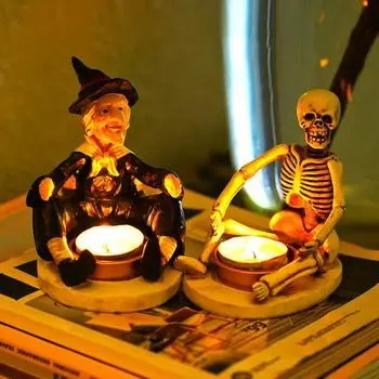 Подсвечник в виде скелета ведьмы на Хэллоуин, готическая подставка для свечей в виде скелета, ароматизированная чайная свеча, подсвечник, украшение для стола B