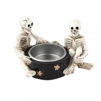 Подсвечник в виде скелета ведьмы на Хэллоуин, готическая подставка для свечей в виде сидящего скелета, ароматизированная свеча для чая D
