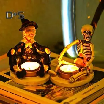 Подсвечник в виде скелета ведьмы на Хэллоуин, готическая подставка для свечей в виде скелета, ароматизированная чайная свеча, подсвечник, украшение для стола B