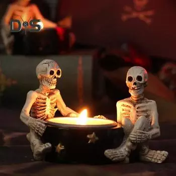 Подсвечник в виде скелета ведьмы на Хэллоуин, готическая подставка для свечей в виде скелета, ароматизированная чайная свеча, подсвечник, украшение для стола D