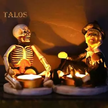 Подсвечник в виде скелета ведьмы на Хэллоуин, готическая подставка для свечей в виде скелета, ароматизированная чайная свеча, подсвечник, украшение для стола B