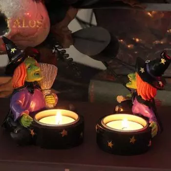 Подсвечник в виде скелета ведьмы на Хэллоуин, готическая подставка для свечей в виде скелета, ароматизированная чайная свеча, подсвечник, украшение для стола D