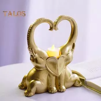 Подсвечник в виде слона для пары, украшение на палубу на День святого Валентина, канделябр, подсвечник для ресторана, свадебный подарок, статуя слона белый