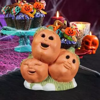 Подсвечник в виде тройной тыквы на Хэллоуин, жуткая смоляная подставка для свечей в виде тыквы, ароматизированная свеча, подсвечник, украшение для стола pumpkin