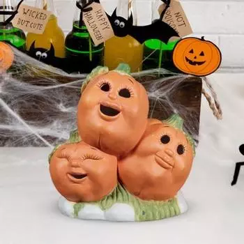 Подсвечник в виде тройной тыквы Yousheng Halloween, жуткая смоляная подставка для свечей в виде тыквы, ароматизированная свеча-подсвечник, украшение для стола pumpkin