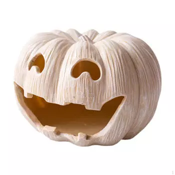 Подсвечник в виде тыквы для чайной свечи, украшение на Хэллоуин, сувенир для стола, обеденный стол, подсвечник из смолы кремовый