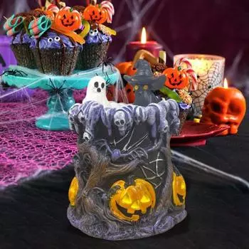 Подсвечник в виде тыквы-призрака на Хэллоуин, жуткая смоляная подставка для свечей, ароматизированная свеча-подсвечник