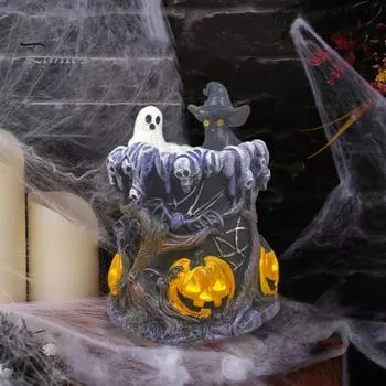 Подсвечник в виде тыквы-призрака на Хэллоуин, жуткая смоляная подставка для свечей, ароматизированная свеча, подсвечник, украшение для стола разноцветный
