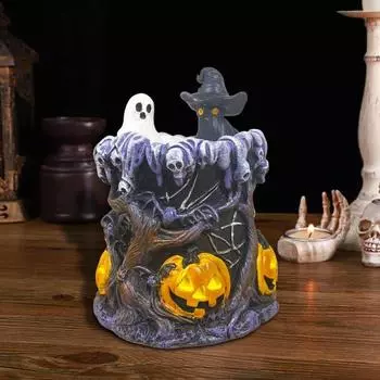 Подсвечник в виде тыквы-призрака на Хэллоуин, жуткая смоляная подставка для свечей, ароматизированная свеча, подсвечник, украшение для стола разноцветный