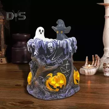 Подсвечник в виде тыквы-призрака на Хэллоуин, жуткая смоляная подставка для свечей, ароматизированная свеча, подсвечник, украшение для стола разноцветный
