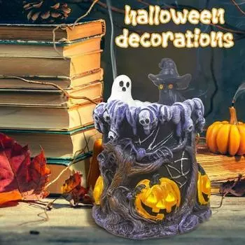 Подсвечник в виде тыквы-призрака на Хэллоуин, жуткая смоляная подставка для свечей, ароматизированная свеча, подсвечник, украшение для стола