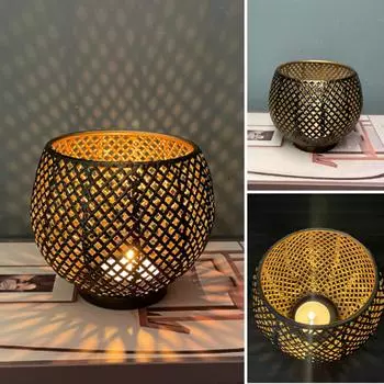 Подсвечник в виде железного шара, полый, марокканский, ручной работы, держатель для чайной свечи, ретро, старая атмосфера, украшение для дома ZTW-A