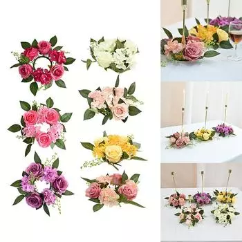 Подсвечник венок искусственная роза подсвечник венок украшение белый