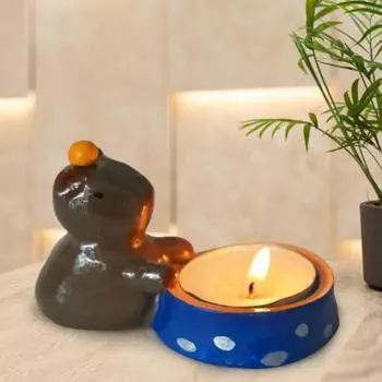 Подсвечник Yousheng Capybara, миниатюрный подсвечник из смолы Capybara, подсвечник для чайной свечи Capybara из мультфильма, центральный элемент для гостиной, спальни синий