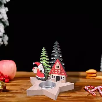 Подсвечник Yousheng Christmas, деревянный подсвечник в виде Санта-Клауса, ангела, лося, для чайной свечи, настольный подсвечник для рождественского обеденного стола, декор для угла