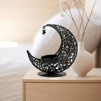 Подсвечник Yousheng Crescent Moon, металлический подсвечник в форме звезды и луны, настольный декор, подсвечник для свадебной вечеринки белый