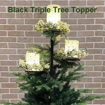Подсвечник Yousheng Tree Topper, черный металлический 3-х уровневый канделябр, многофункциональный тройной подсвечник, верхушка для дерева для рождественского декора в помещении 90 cm A