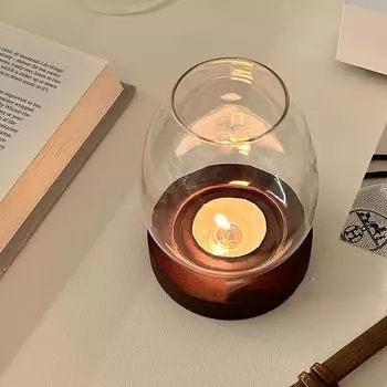 Подсвечники из ветронепроницаемого стекла с крышкой для стакана, прозрачные круглые подсвечники, ретро-украшение для дома, украшение стола, украшения для дома
