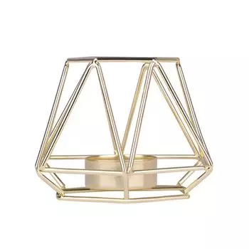 Подсвечники из золотого железа, геометрические подсвечники, чайные свечи, вотивные свечи, украшение для дома large