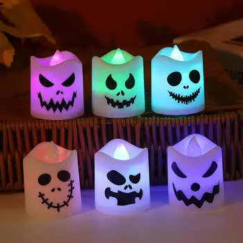 Подсвечники-призраки на Хэллоуин, искусственные свечи, центральный элемент, декоративная светодиодная подсветка на осень для Евы 12Pcs