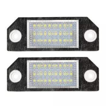 Подсветка номерного знака автомобиля без ошибок, 2 шт., 6 Вт для Ford Focus C-MAX MK2 03-08, лампа для номерного знака, 24 светодиода, белый свет, наружное освещение автомобиля, 12 В постоянного тока