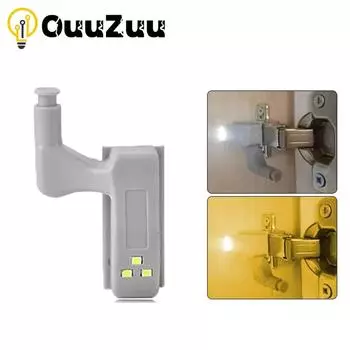 Подсветка под шкафом, светодиодная лампа на внутренней петле, универсальная лампа с датчиком двери шкафа, спальни, кухни, ночника 1 Pcs белый