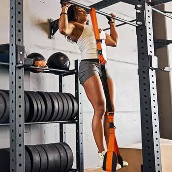 Подтягивающая лента для подтягиваний, регулируемая длина, тренировка мышц, 75-225 фунтов, прочная лента сопротивления, фитнес-оборудование чёрный