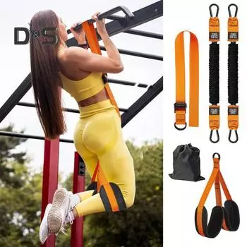 Подтягивающая лента для подтягиваний, регулируемая длина, тренировка мышц, 75-225 фунтов, прочная лента сопротивления, фитнес-оборудование чёрный