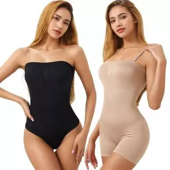 Подтяжка живота и компрессия бедер Bodyfit Enhanced Chest Wrap Top Top Jumpsuit Thong Tights with Breasted S чёрный