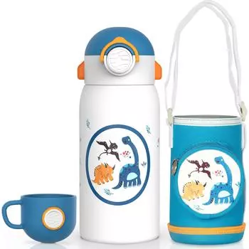 Подтяжки для школьников с трубочками, чашки для чайников, детские термосы 600 мл для детских садов. 600ml белый