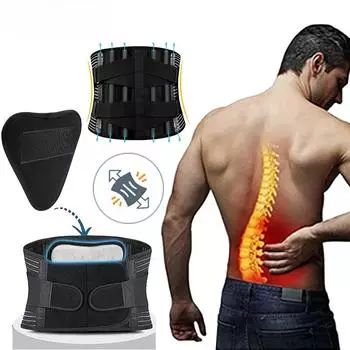 Подтяжки для спины для облегчения боли в пояснице с 6 креплениями, мужской/женский дышащий пояс для поддержки спины для работы, поясничный поддерживающий пояс S чёрный