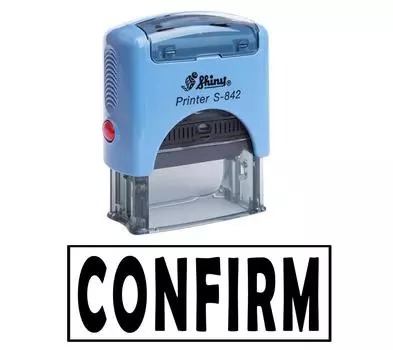 ПОДТВЕРДИТЕ самообучение резиновой печатью Офисная стационарная изготовленная на заказ блестящая печать Impression Area 14 mm x 38 mm чёрный