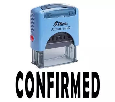 ПОДТВЕРЖДЕНО Самостоятельная чернильная резиновая печать на заказ Блестящая офисная стационарная печать Impression Area 14 mm x 38 mm красный