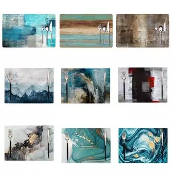 Подушечка для чаши, мягкий на ощупь противоожоговый льняной декоративный голубой элегантный коврик для посуды, товары для дома 2