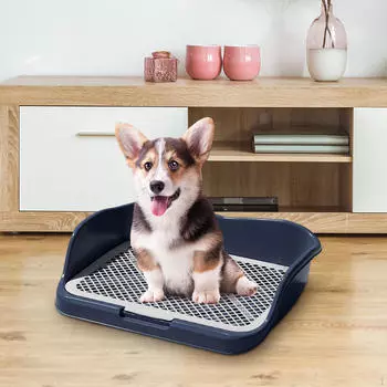 Подушечка для горшка для собак, держатель для коврика для дрессировки домашних животных, сетчатый унитаз, туалет с решетками для лотков тёмно-синий